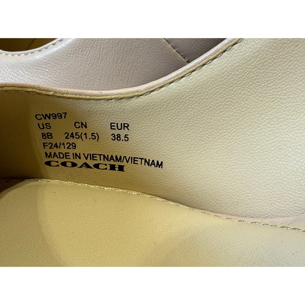 Coach Samantha Bead Chain Pointed Toe Pumps Beechwood Leather Nude Heels Size 8 - Picture 4 of 9